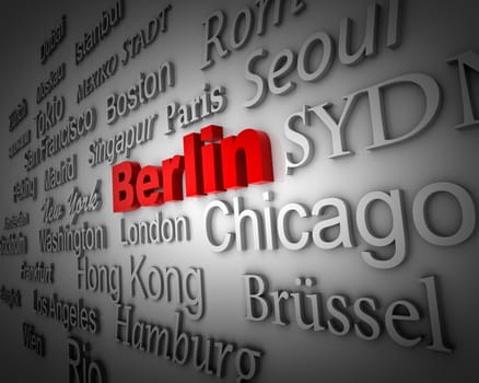 typographical demonstration of big cities - Berlin  3d