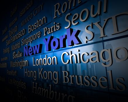 typographical demonstration of big cities - new york city  3d