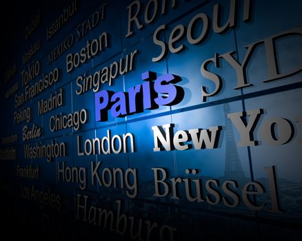 typographical demonstration of big cities - paris  3d