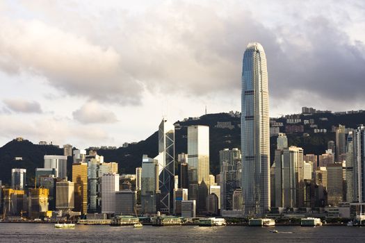 hong kong sunset and modern building and cloud