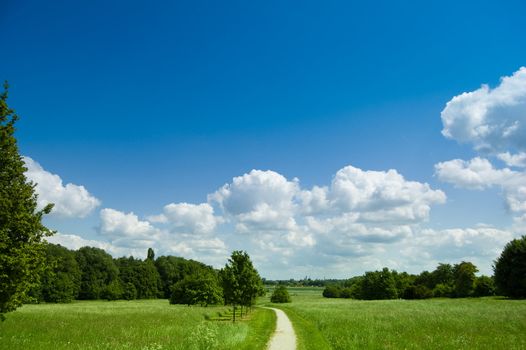 Beautiful german landscape under blue sky