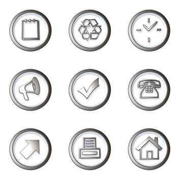 Nine different 3D web icons