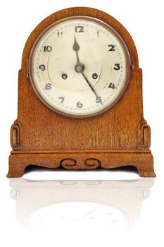old clock isolated on a white background.