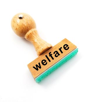 social welfare concept with stamp in office or bureau and copyspace