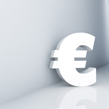 Rendering of a euro sign in a corridor