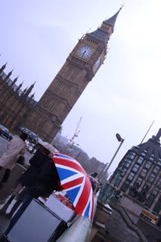 Big Ben in London on rain