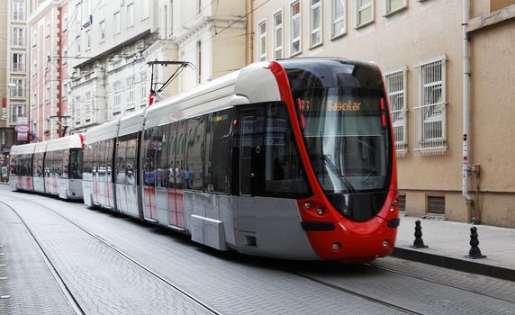 Speeding tram part of Istanbul infrastructure, metro and public transport