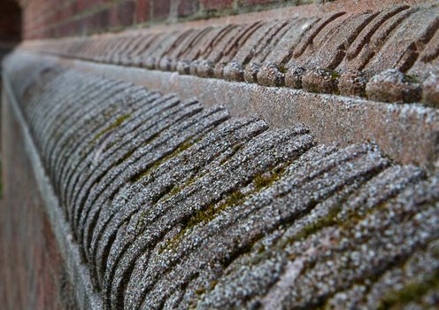 Brick wall feature close up diminishing to a point