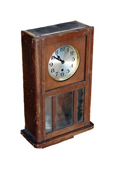 old clock isolated on a white background.