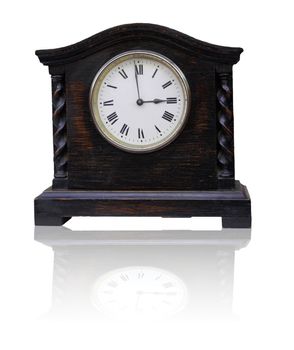 old clock isolated on a white background.