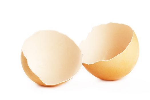 cracked eggshell isolated on white background