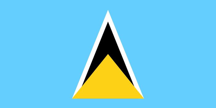 Sovereign state flag of country of Saint Lucia in official colors. 