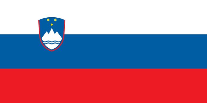 Sovereign state flag of country of Slovenia in official colors. 