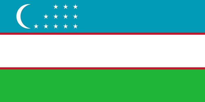 Sovereign state flag of country of Uzbekistan in official colors. 