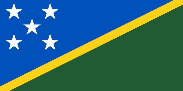Sovereign state flag of country of Solomn Islands in official colors.