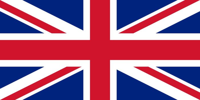 Sovereign state flag of country of United Kingdom in official colors. 