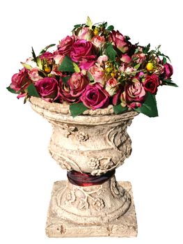 Large Arrangement of Artificial Roses isolated with clipping path