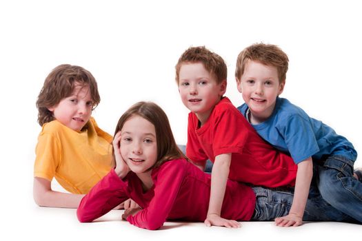 Young children isolated on a white background