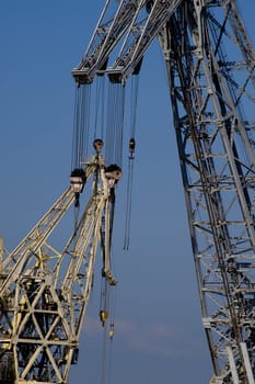 Port cranes inthe cargo port in Sankt Petersburg, Russia