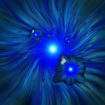 Blue globules flying through a wormhole vortex