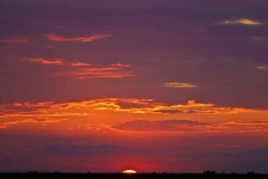 view series:  wild landscape sunset in the red color