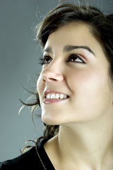 A close-up portrait of a beautiful young and attractive woman