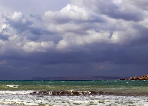 Freak ocean waves coming onto shore in the Mediterreanean
