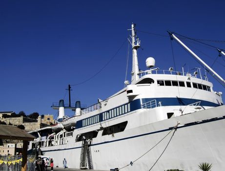 Passenger ship in port waiting for alighting of passengers in the islands of Malta 