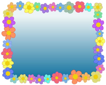 Illustrated rectangle frame made of flowers 