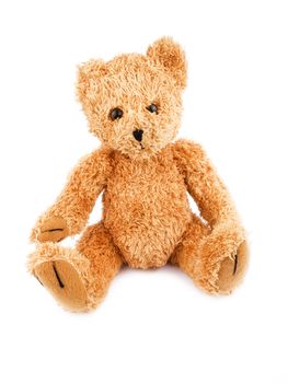 Brown teddy-bear on white background.