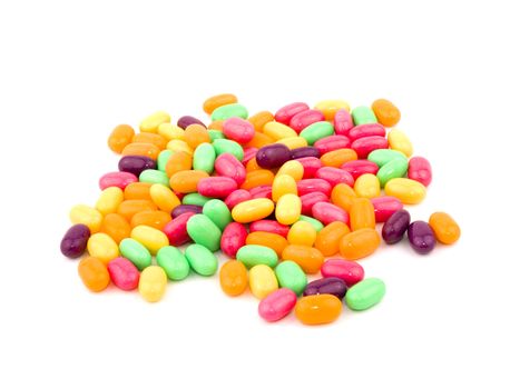 Colorful sweet candies on white background