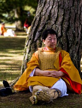 Kyoto, OCT  22: a participant on The Jidai Matsuri ( Festival of the Ages) held on October 22 2009  in Kyoto, Japan . It is one of Kyoto's renowned three great festivals