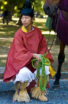 Kyoto, OCT  22: a participant on The Jidai Matsuri ( Festival of the Ages) held on October 22 2009  in Kyoto, Japan . It is one of Kyoto's renowned three great festivals