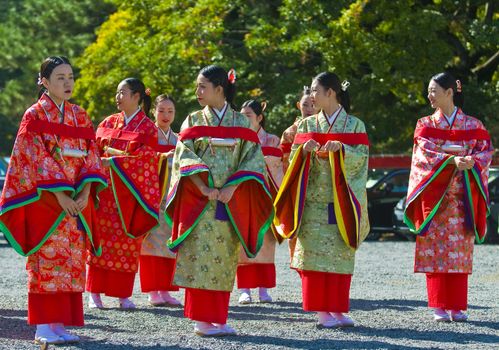 Kyoto, OCT  22: a participants on The Jidai Matsuri ( Festival of the Ages) held on October 22 2009  in Kyoto, Japan . It is one of Kyoto's renowned three great festivals