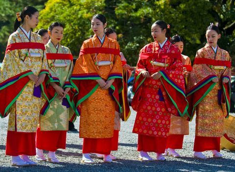 Kyoto, OCT  22: a participants on The Jidai Matsuri ( Festival of the Ages) held on October 22 2009  in Kyoto, Japan . It is one of Kyoto's renowned three great festivals