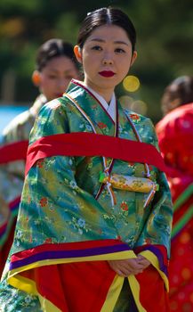 Kyoto, OCT  22: a participant on The Jidai Matsuri ( Festival of the Ages) held on October 22 2009  in Kyoto, Japan . It is one of Kyoto's renowned three great festivals