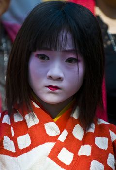 Kyoto, OCT  22: a participant on The Jidai Matsuri ( Festival of the Ages) held on October 22 2009  in Kyoto, Japan . It is one of Kyoto's renowned three great festivals