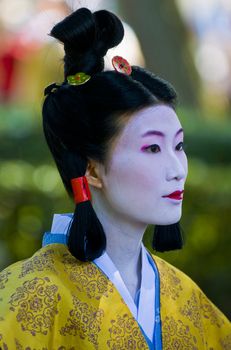 Kyoto, OCT  22: a participant on The Jidai Matsuri ( Festival of the Ages) held on October 22 2009  in Kyoto, Japan . It is one of Kyoto's renowned three great festivals