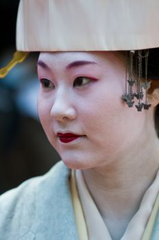 Kyoto, OCT  22: a participant on The Jidai Matsuri ( Festival of the Ages) held on October 22 2009  in Kyoto, Japan . It is one of Kyoto's renowned three great festivals