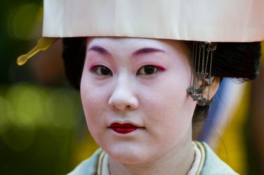 Kyoto, OCT  22: a participant on The Jidai Matsuri ( Festival of the Ages) held on October 22 2009  in Kyoto, Japan . It is one of Kyoto's renowned three great festivals