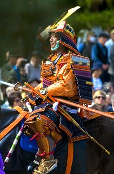 Kyoto, OCT  22: a participant on The Jidai Matsuri ( Festival of the Ages) held on October 22 2009  in Kyoto, Japan . It is one of Kyoto's renowned three great festivals