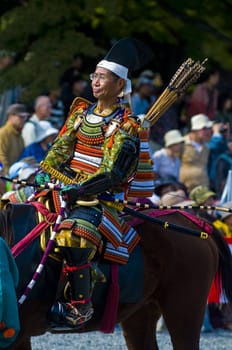 Kyoto, OCT  22: a participant on The Jidai Matsuri ( Festival of the Ages) held on October 22 2009  in Kyoto, Japan . It is one of Kyoto's renowned three great festivals