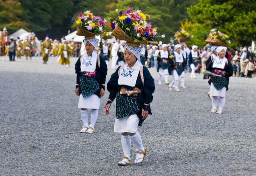 Kyoto, OCT  22: a participants on The Jidai Matsuri ( Festival of the Ages) held on October 22 2009  in Kyoto, Japan . It is one of Kyoto's renowned three great festivals