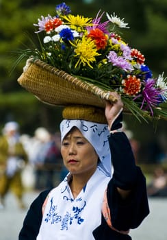 Kyoto, OCT  22: a participant on The Jidai Matsuri ( Festival of the Ages) held on October 22 2009  in Kyoto, Japan . It is one of Kyoto's renowned three great festivals