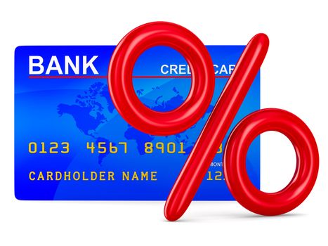 credit card and percent. Isolated 3D image
