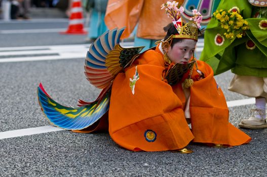 Kyoto, OCT  22: a child participant on The Jidai Matsuri ( Festival of the Ages) held on October 22 2009  in Kyoto, Japan . It is one of Kyoto's renowned three great festivals