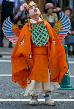 Kyoto, OCT  22: a child participant on The Jidai Matsuri ( Festival of the Ages) held on October 22 2009  in Kyoto, Japan . It is one of Kyoto's renowned three great festivals