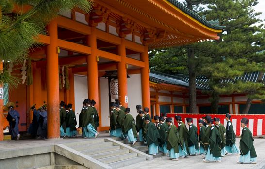 Kyoto, OCT  22: a participant on The Jidai Matsuri ( Festival of the Ages) held on October 22 2009  in Kyoto, Japan . It is one of Kyoto's renowned three great festivals