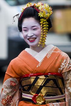 Kyoto, OCT  22: a participant on The Jidai Matsuri ( Festival of the Ages) held on October 22 2009  in Kyoto, Japan . It is one of Kyoto's renowned three great festiva