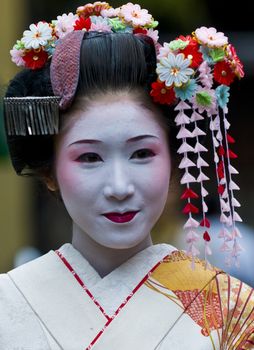 Kyoto, OCT 22: a participant on The Jidai Matsuri ( Festival of the Ages) held on October 22 2009 in Kyoto, Japan . It is one of Kyoto's renowned three great festivals